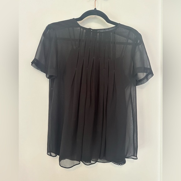 Marc Jacobs Marquee Georgette sheer pleated silk blouse w/ attached cami - 4 - Picture 13 of 13